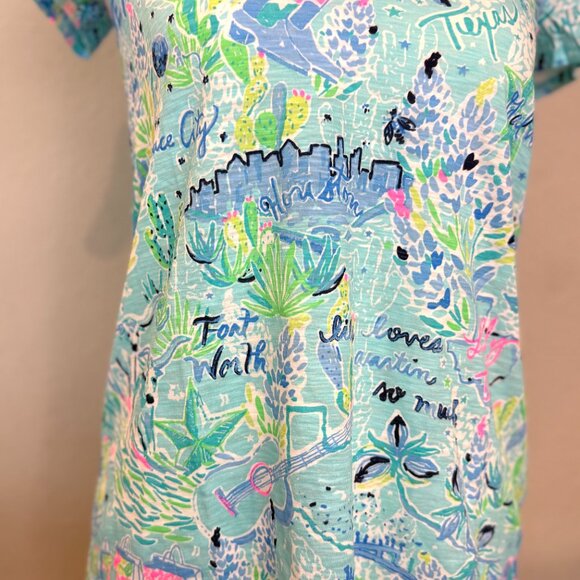 Lilly Pulitzer "Lilly Loves Texas" Etta v-neck top Ladies XXS - NWT - Picture 2 of 10